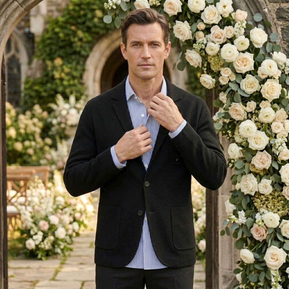 Brett | Men's Oxford Cotton Blazer, Smart Summer Jacket | Animated Apparel