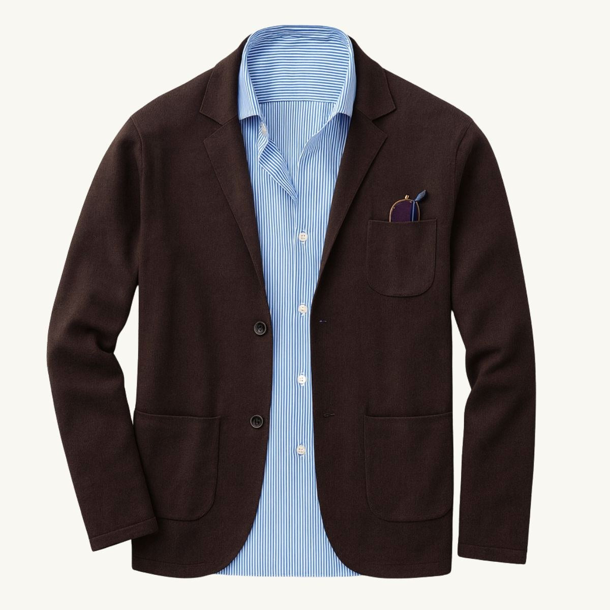 Brett | Men's Oxford Cotton Blazer, Smart Summer Jacket | Animated Apparel | Black