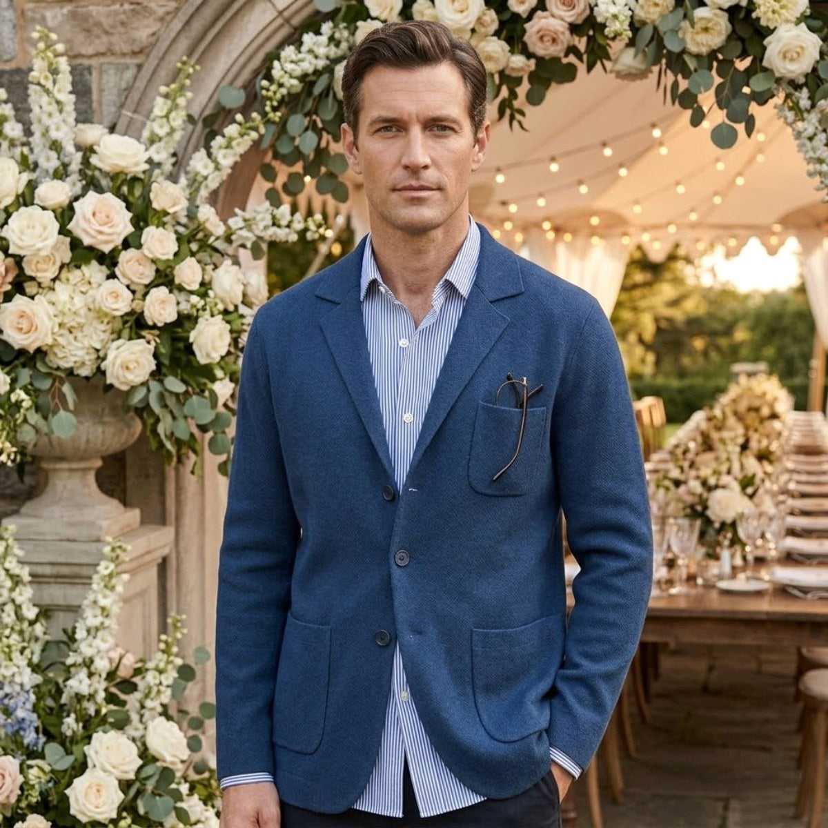 Brett | Men's Oxford Cotton Blazer, Smart Summer Jacket | Animated Apparel