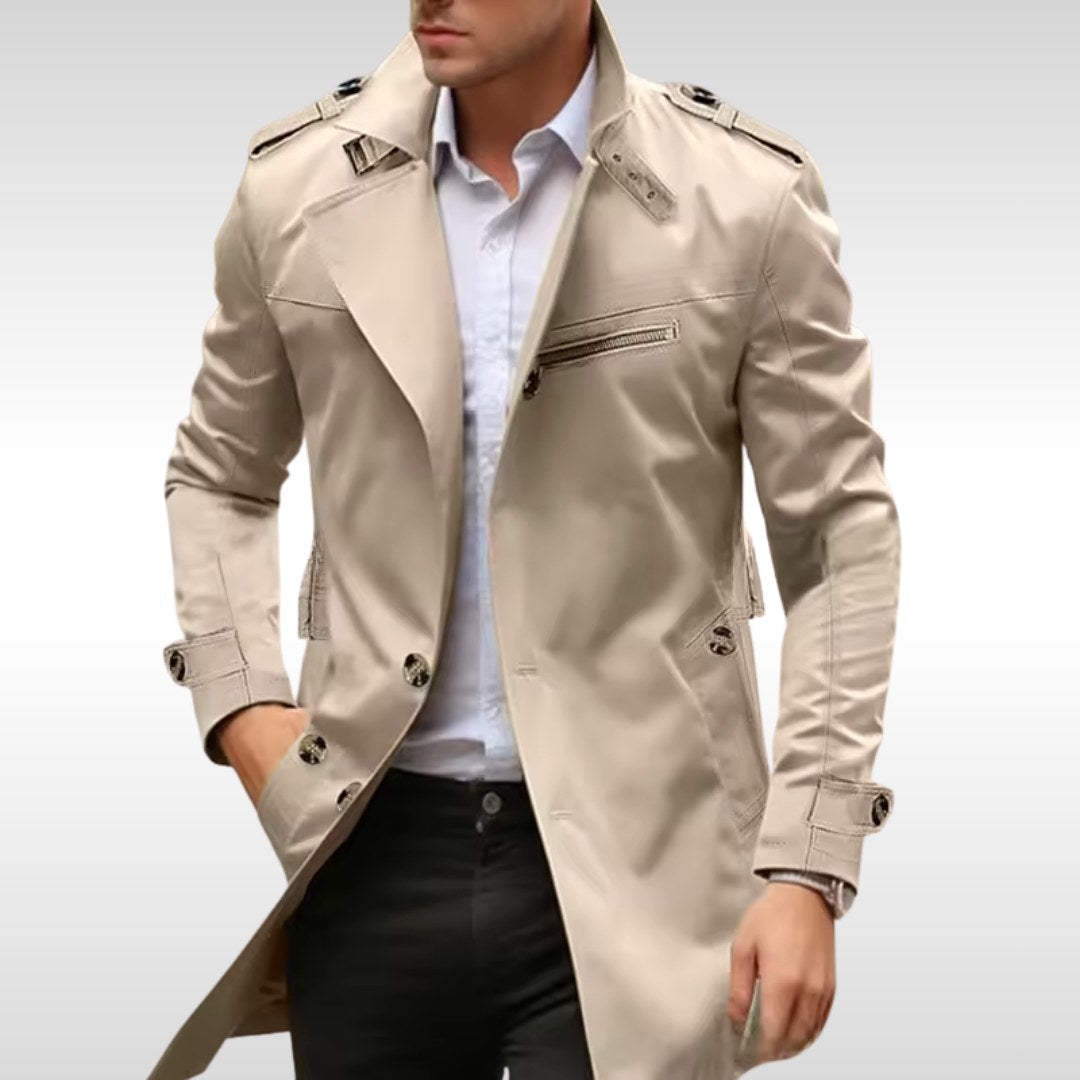 Brett | Women's Classic Trench Coat, Tailored Autumn Coat | Animated Apparel | Blue