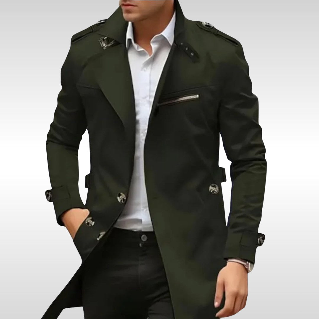 Brett | Women's Classic Trench Coat, Tailored Autumn Coat | Animated Apparel | Green