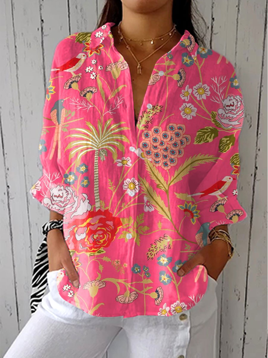 Brianna | Women's Tropical Floral Short Sleeve Blouse - Multicolor