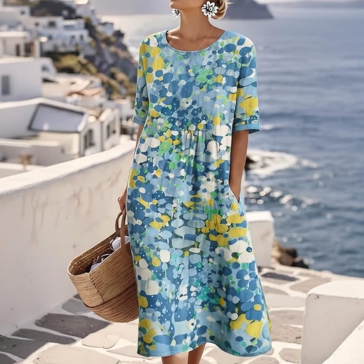 Brielle | Women's Abstract Floral Print Midi Dress - image 1