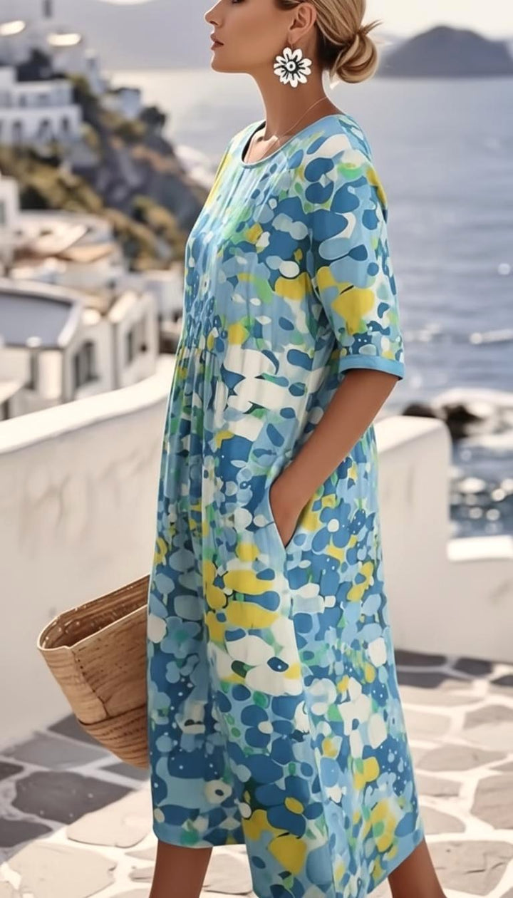 Brielle | Women's Abstract Floral Print Midi Dress - image 2