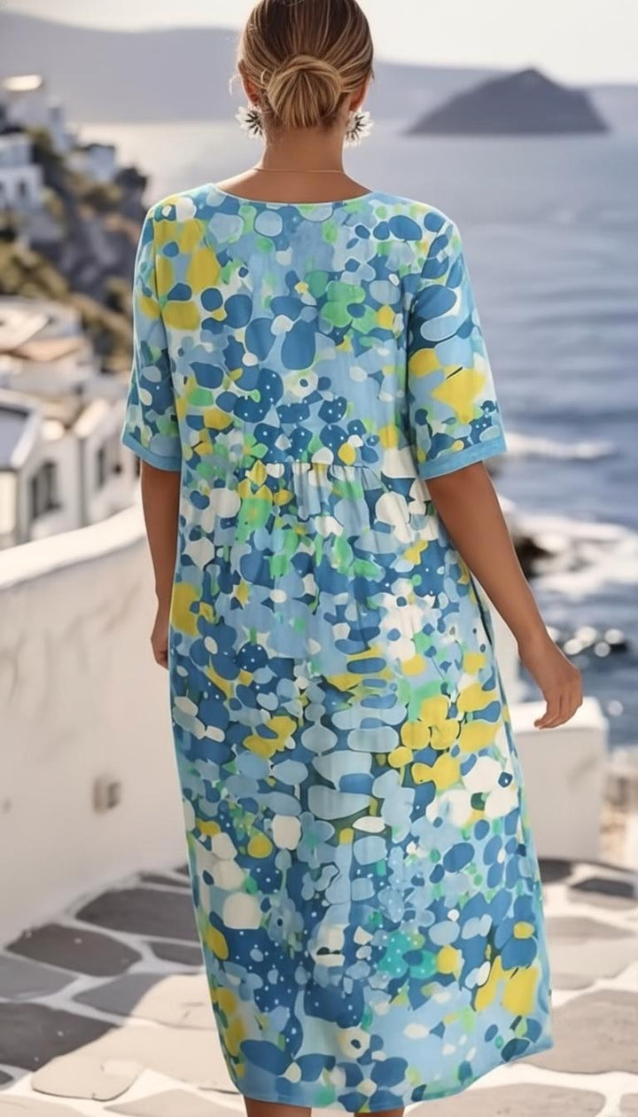 Brielle | Women's Abstract Floral Print Midi Dress - image 4