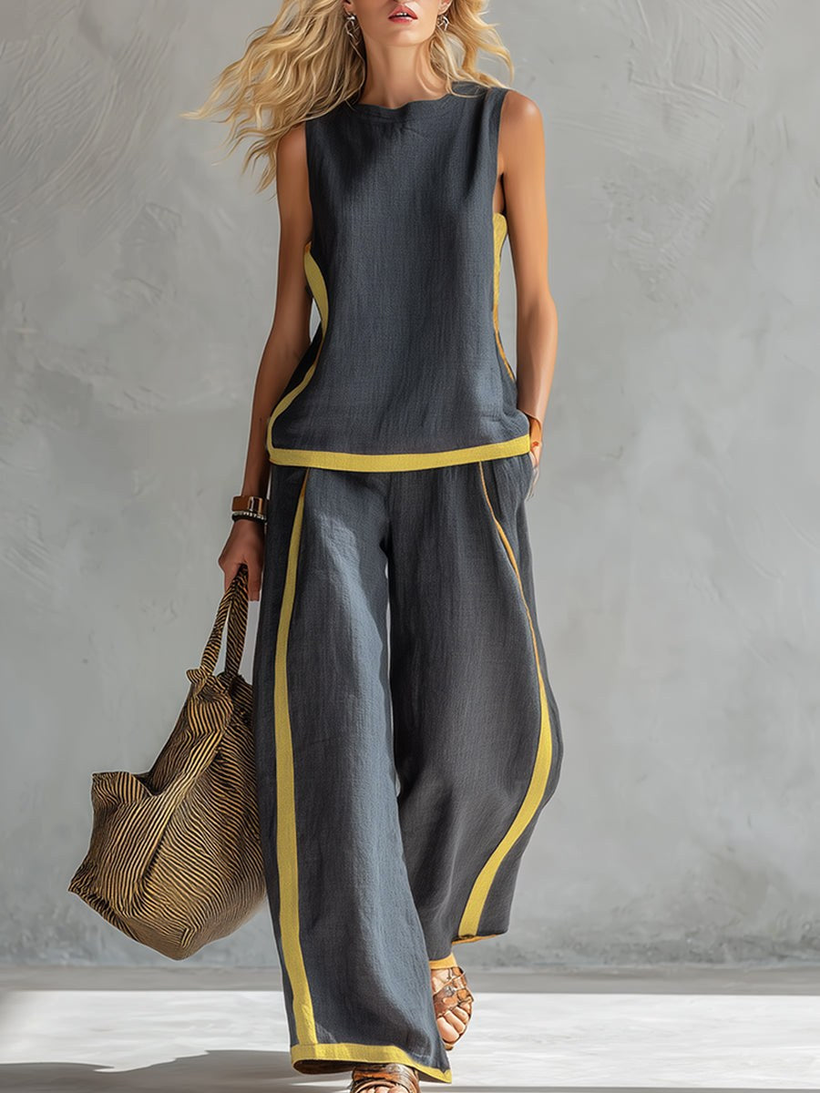 Brielle | Women's Modern Graphic Two-Piece Set - Grigio