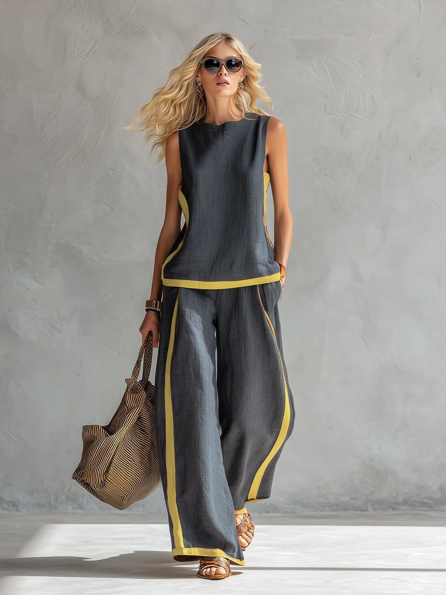 Brielle | Women's Modern Graphic Two-Piece Set - Blu navy