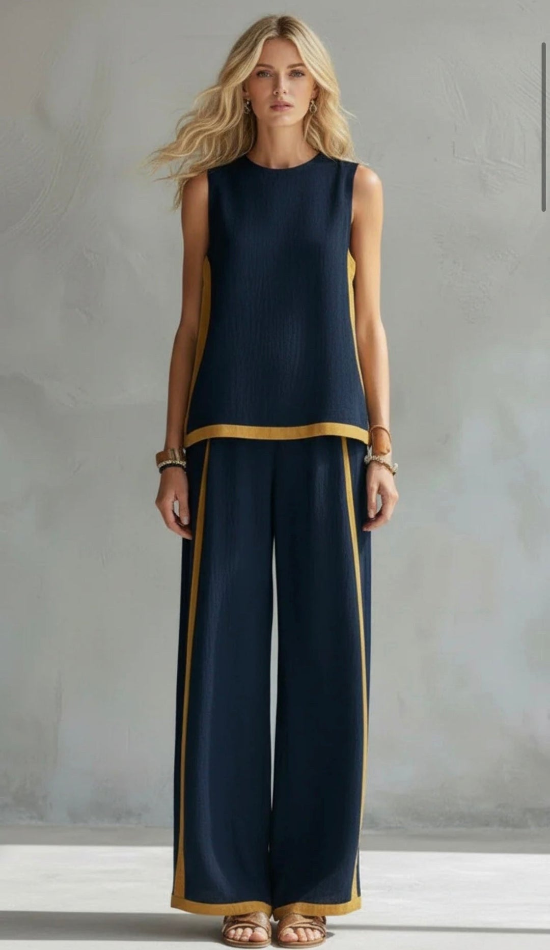 Brielle | Women's Modern Graphic Two-Piece Set - Blu