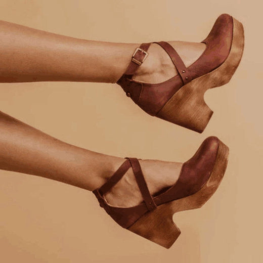 Brielle | Women's Orthopedic Leather Wedge Sandals - Brown