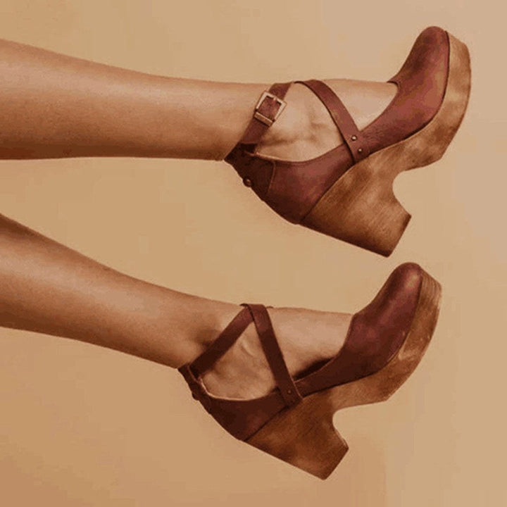 Brielle | Women's Orthopedic Leather Wedge Sandals - Brown