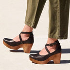 Brielle | Women's Orthopedic Leather Wedge Sandals - Olive Green