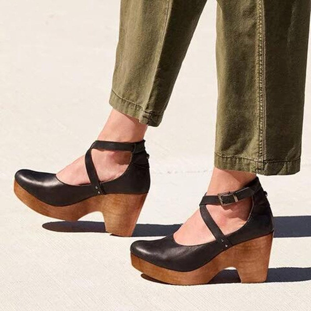 Brielle | Women's Orthopedic Leather Wedge Sandals - Olive Green