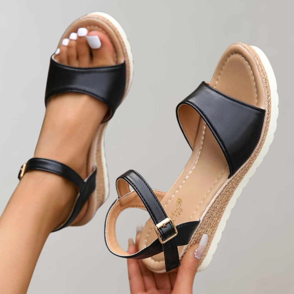 Brielle | Women's Orthopedic Wedge Sandals with Adjustable Straps - Beige