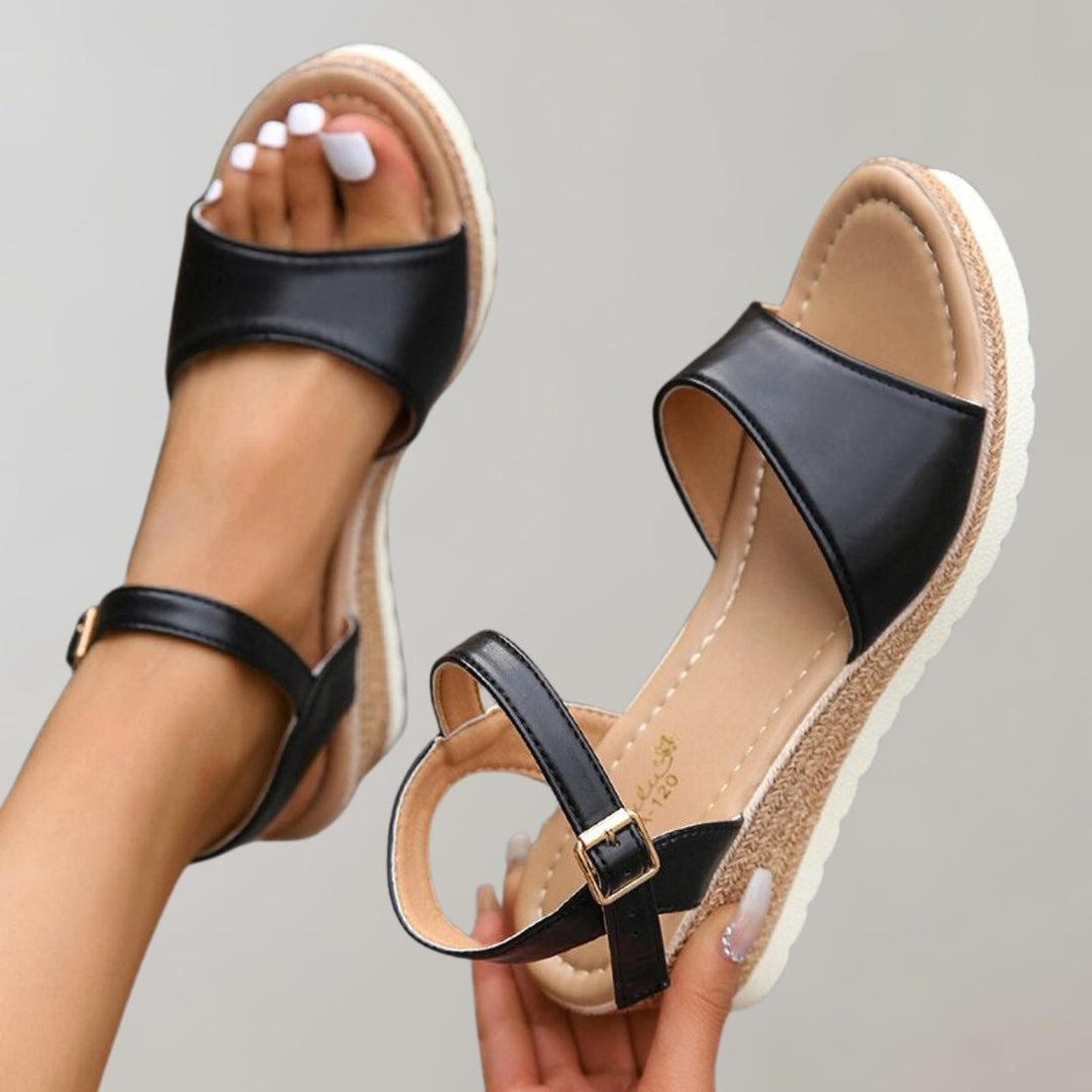 Brielle | Women's Orthopedic Wedge Sandals with Adjustable Straps - Beige