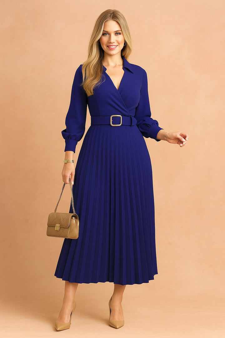 Brielle | Women's V-Neck Plus Size Summer Dress - Blue