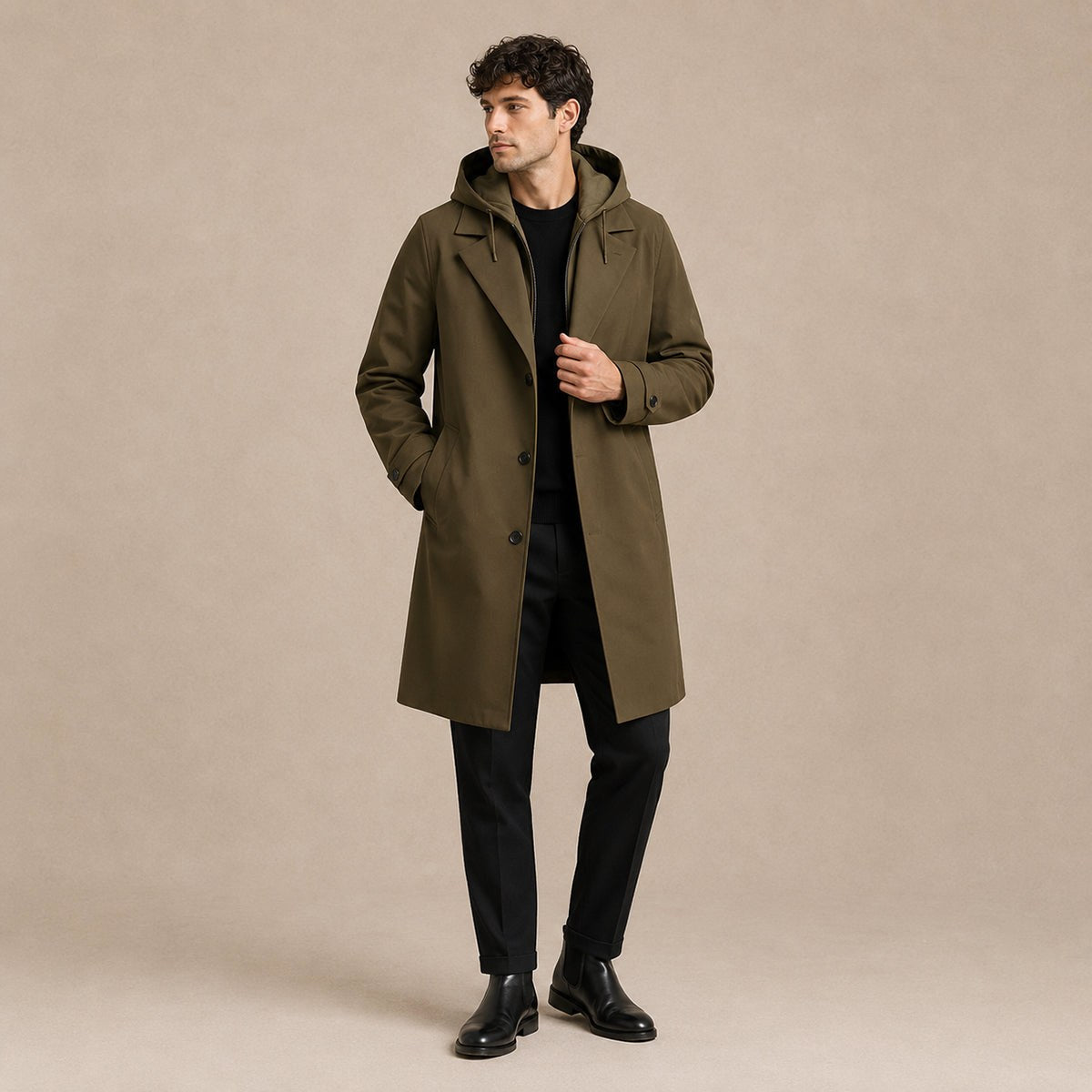 Brody | Men's Waterproof Hooded Parka, Long Rain Coat | Animated Apparel
