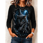 Brooke | Women's Graphic Halloween Top, Crew Neck Print Tee | Animated Apparel | Black