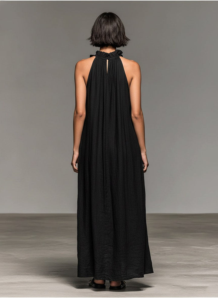 Brooke | Women's Linen-Blend Sleeveless Maxi Dress - Red