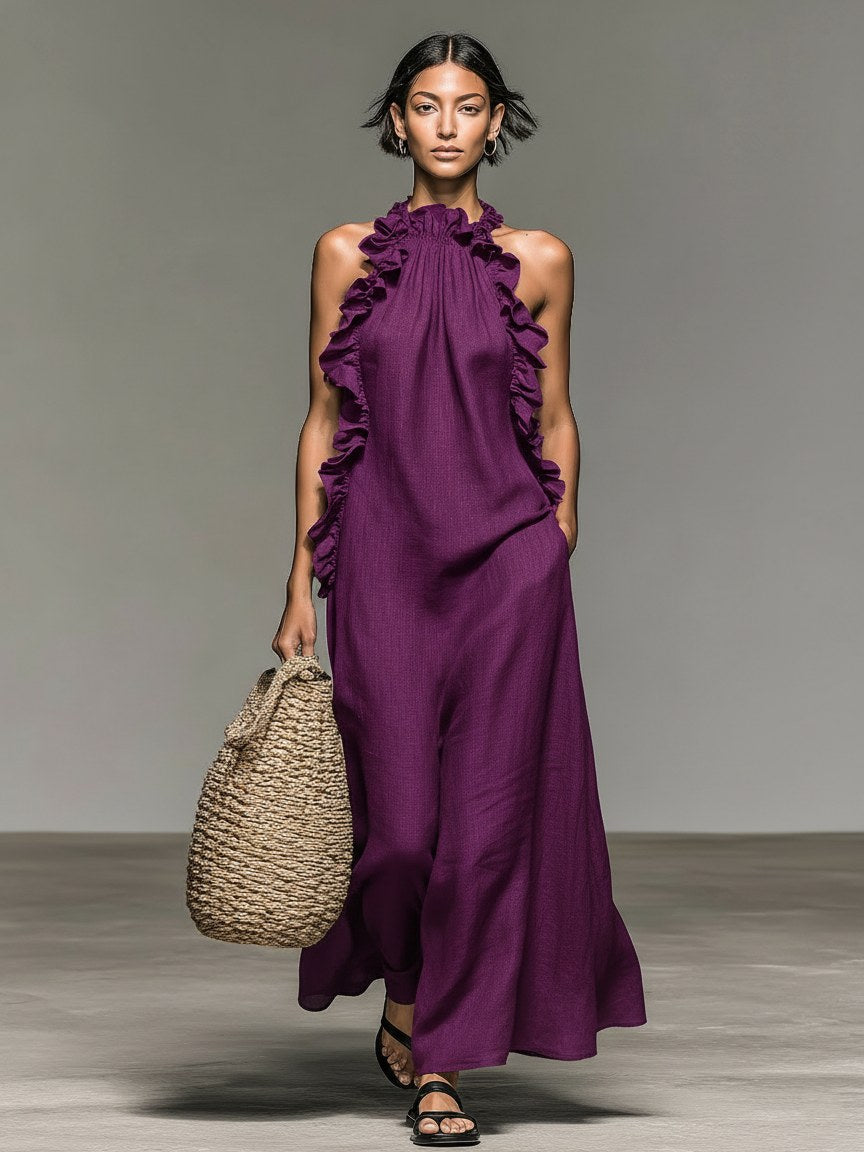 Brooke | Women's Linen-Blend Sleeveless Maxi Dress - image 5