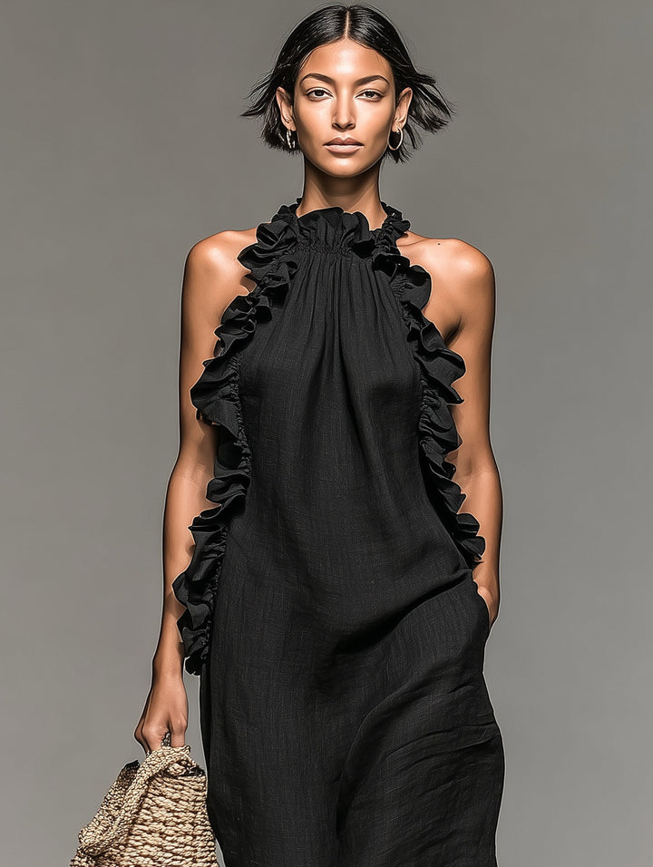 Brooke | Women's Linen-Blend Sleeveless Maxi Dress - image 6