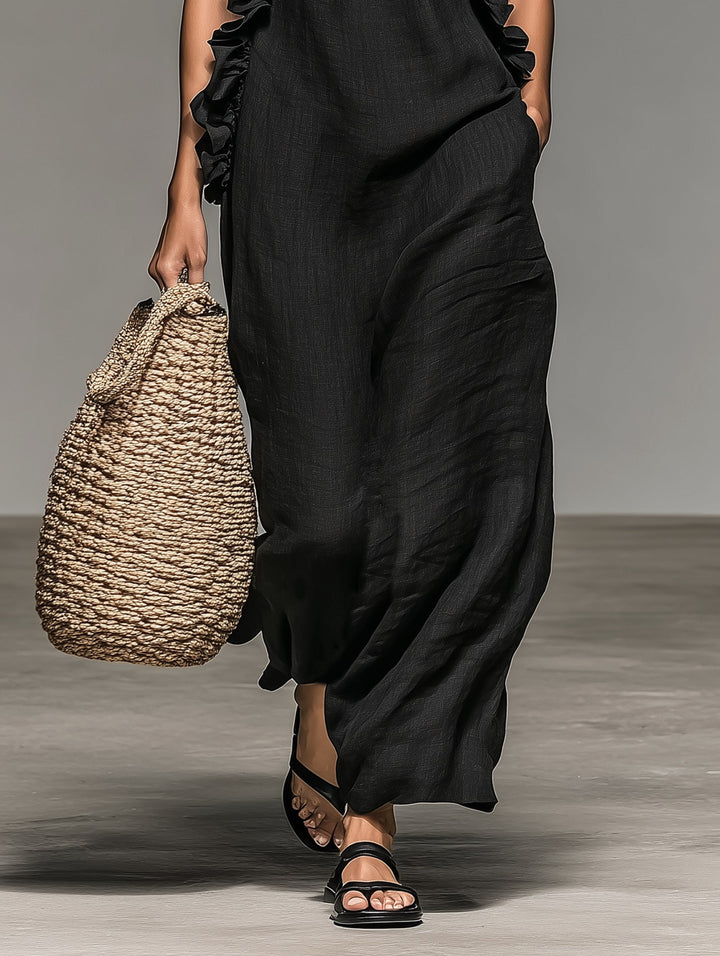 Brooke | Women's Linen-Blend Sleeveless Maxi Dress - image 7