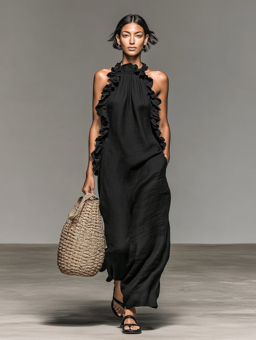 Brooke | Women's Linen-Blend Sleeveless Maxi Dress - image 8