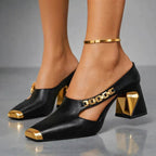 Brooke | Women's Metallic Block Heel Sandals - image 5