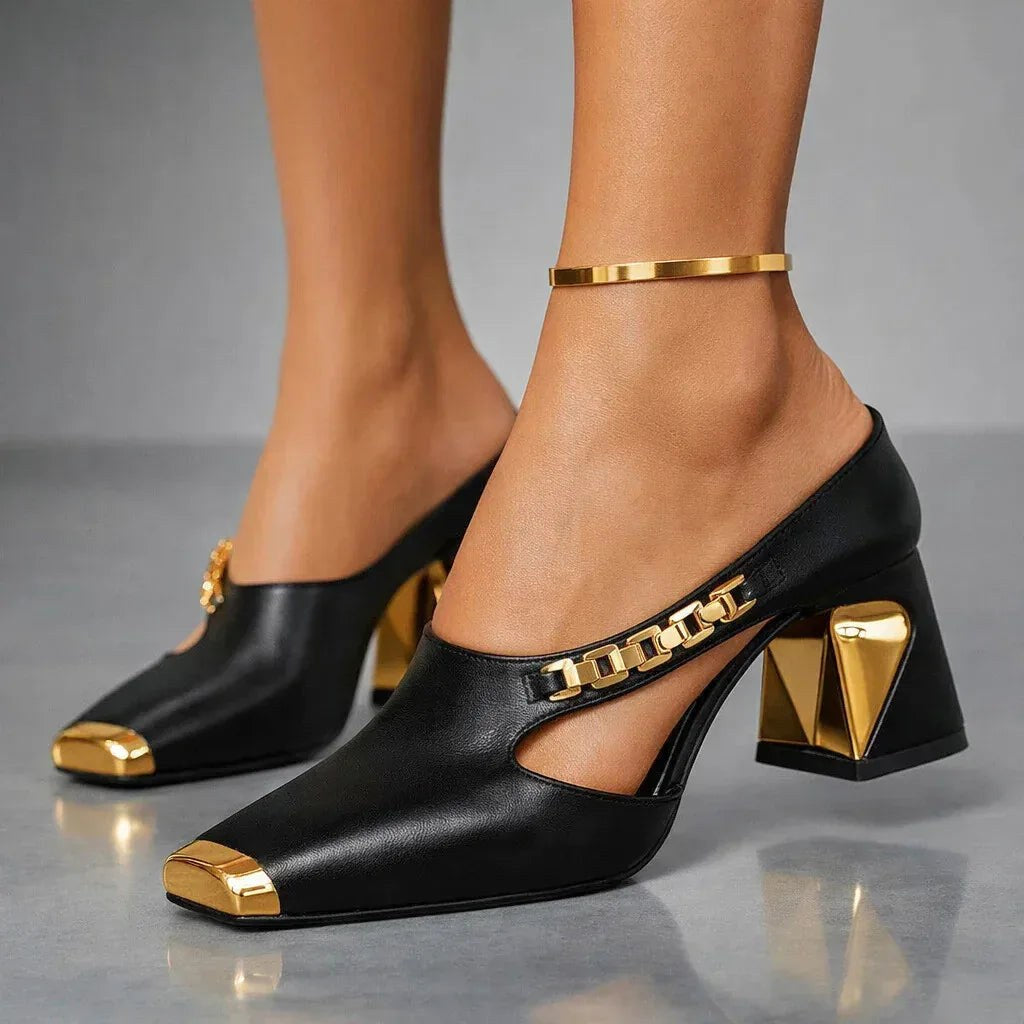 Brooke | Women's Metallic Block Heel Sandals - image 5