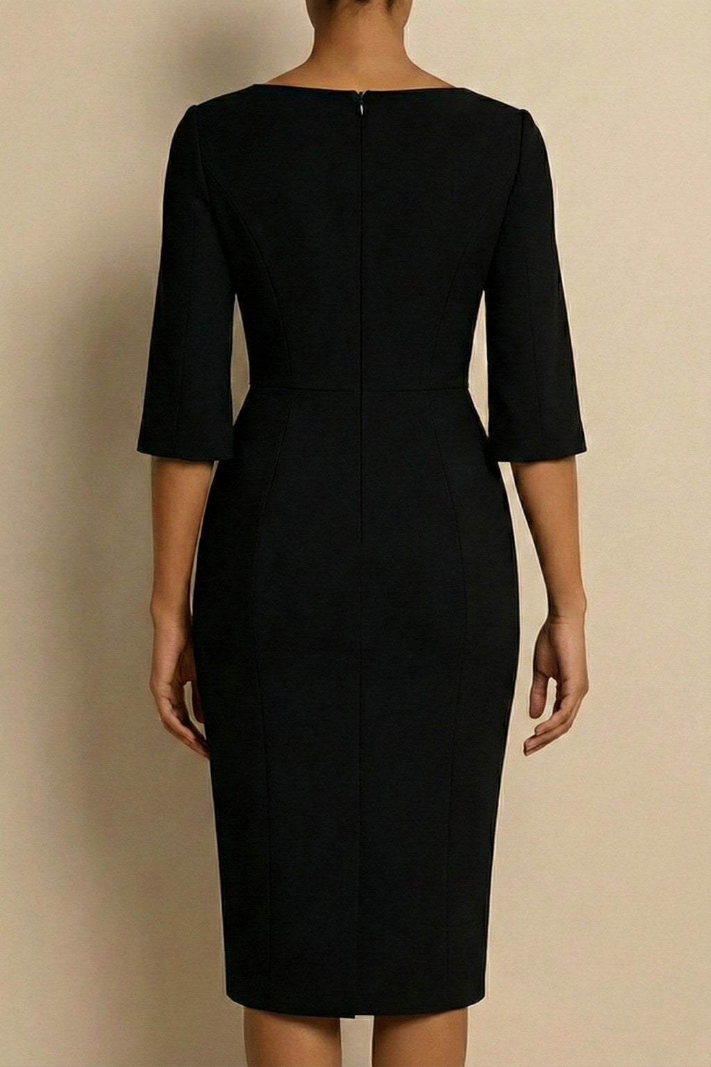 Brooke | Women's Pearl Split Sleeve Bodycon Midi Dress - Black