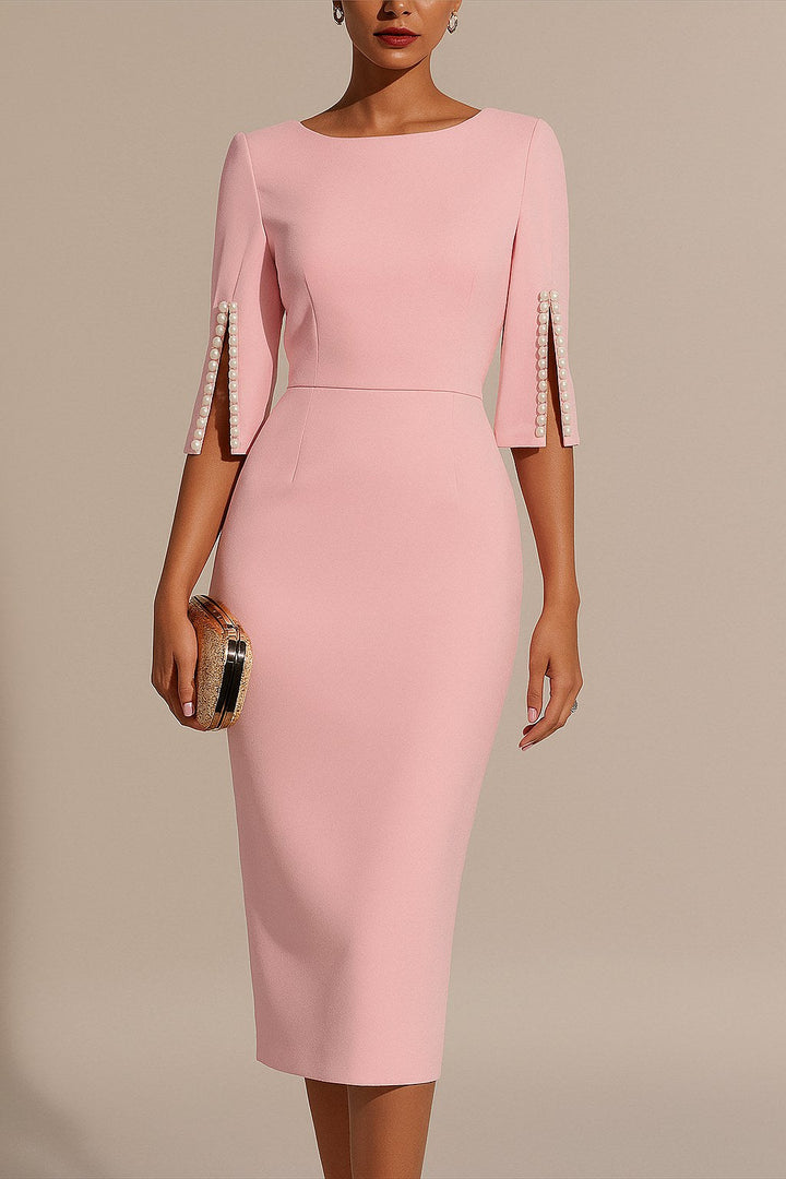 Brooke | Women's Pearl Split Sleeve Bodycon Midi Dress - image 4