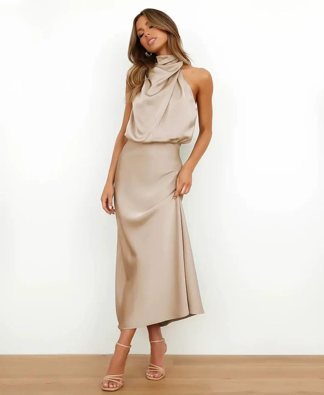 Brooke | Women's Sleeveless High-Neck Midi Dress - image 10