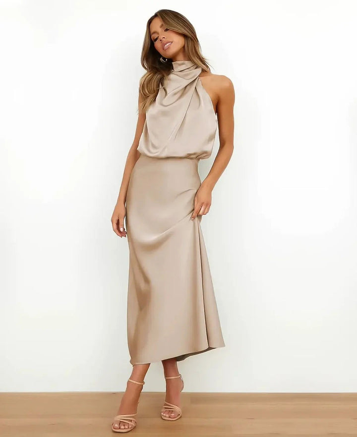 Brooke | Women's Sleeveless High-Neck Midi Dress - image 10