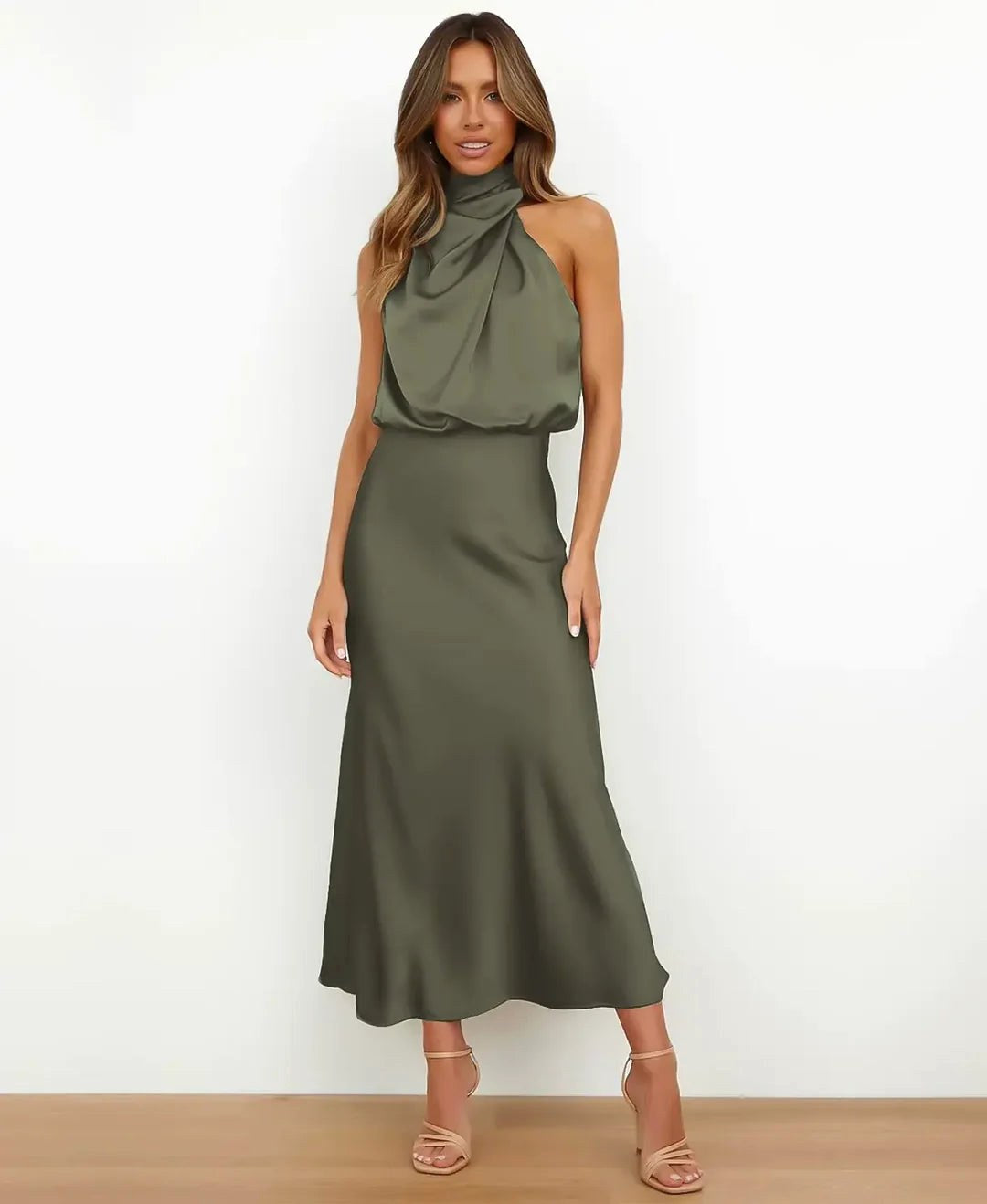 Brooke | Women's Sleeveless High-Neck Midi Dress - image 26
