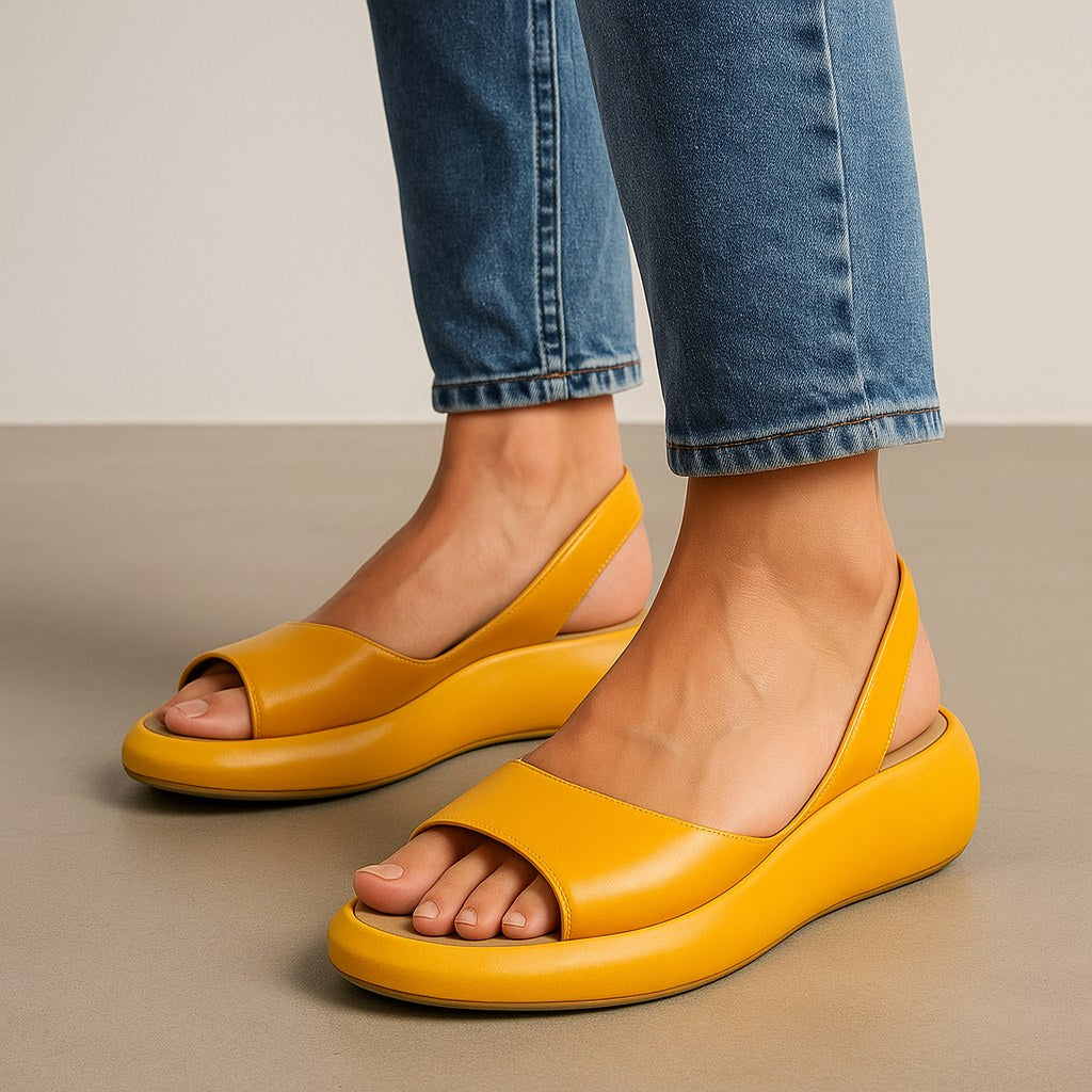 Brynn | Women's Orthopedic Platform Slingback Sandals - Yellow