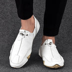 Caleb | Men's Slip-On Shoes with Elastic Side Panels, Casual Slip-On Shoes | Animated Apparel | White