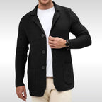 Caleb | Men's Textured Knit Cardigan, Relaxed-Fit Everyday Cardigan | Animated Apparel | Black