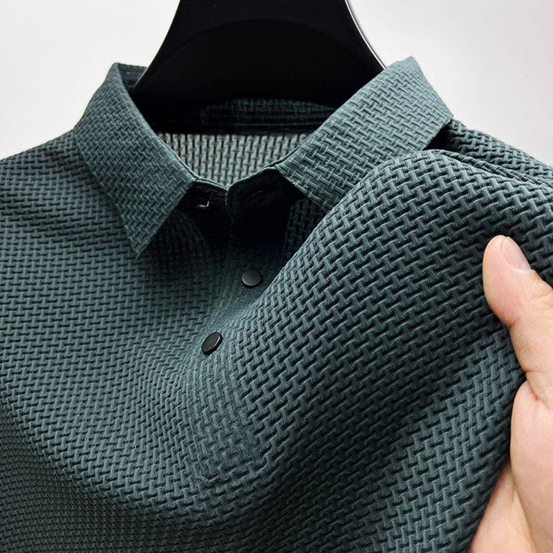 Logan | Men's Textured Polo Shirt with Short Sleeves, Button-Down Collar Polo | Animated Apparel