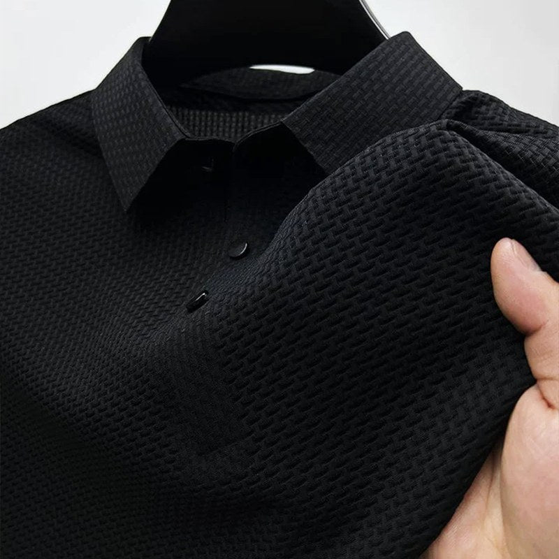 Logan | Men's Textured Polo Shirt with Short Sleeves, Button-Down Collar Polo | Animated Apparel