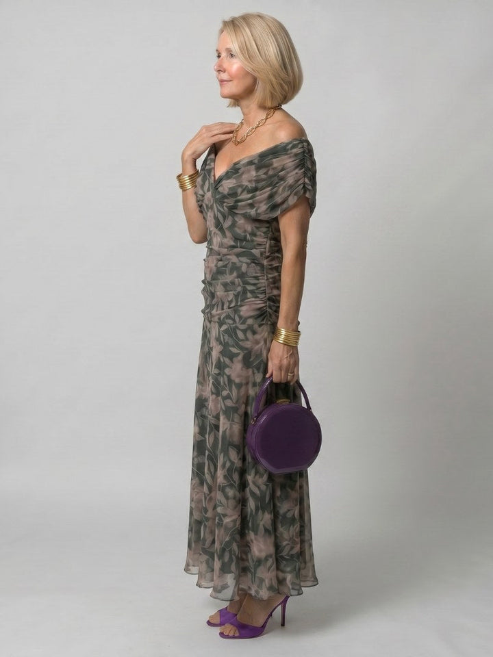 Calen | Women's Off-Shoulder Midi Dress - Rose gold