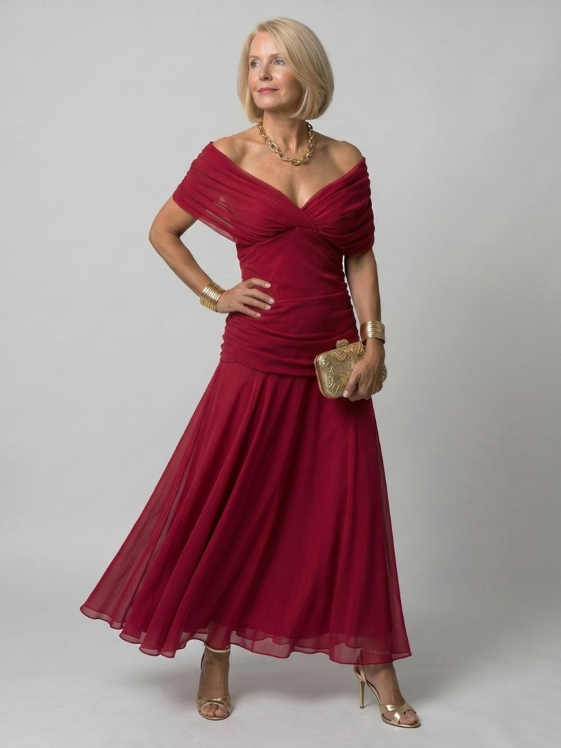 Calen | Women's Off-Shoulder Midi Dress - Green