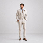 Callum | Men's Linen Three-Piece Suit with Waistcoat, Tailored Blazer Suit | Animated Apparel | Black