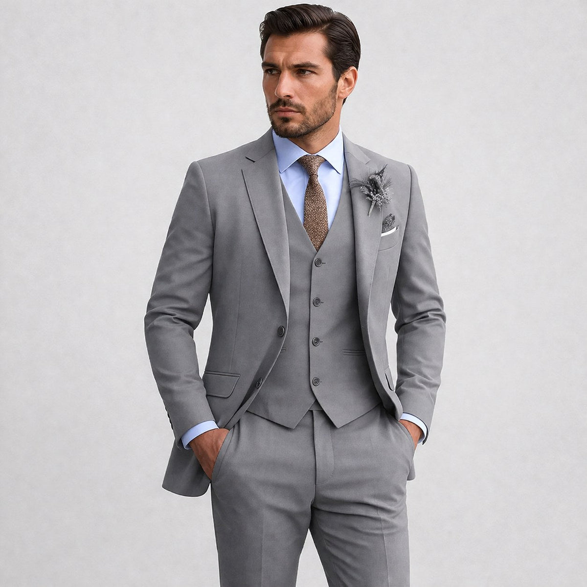 Callum | Men's Linen Three-Piece Suit with Waistcoat, Tailored Blazer Suit | Animated Apparel