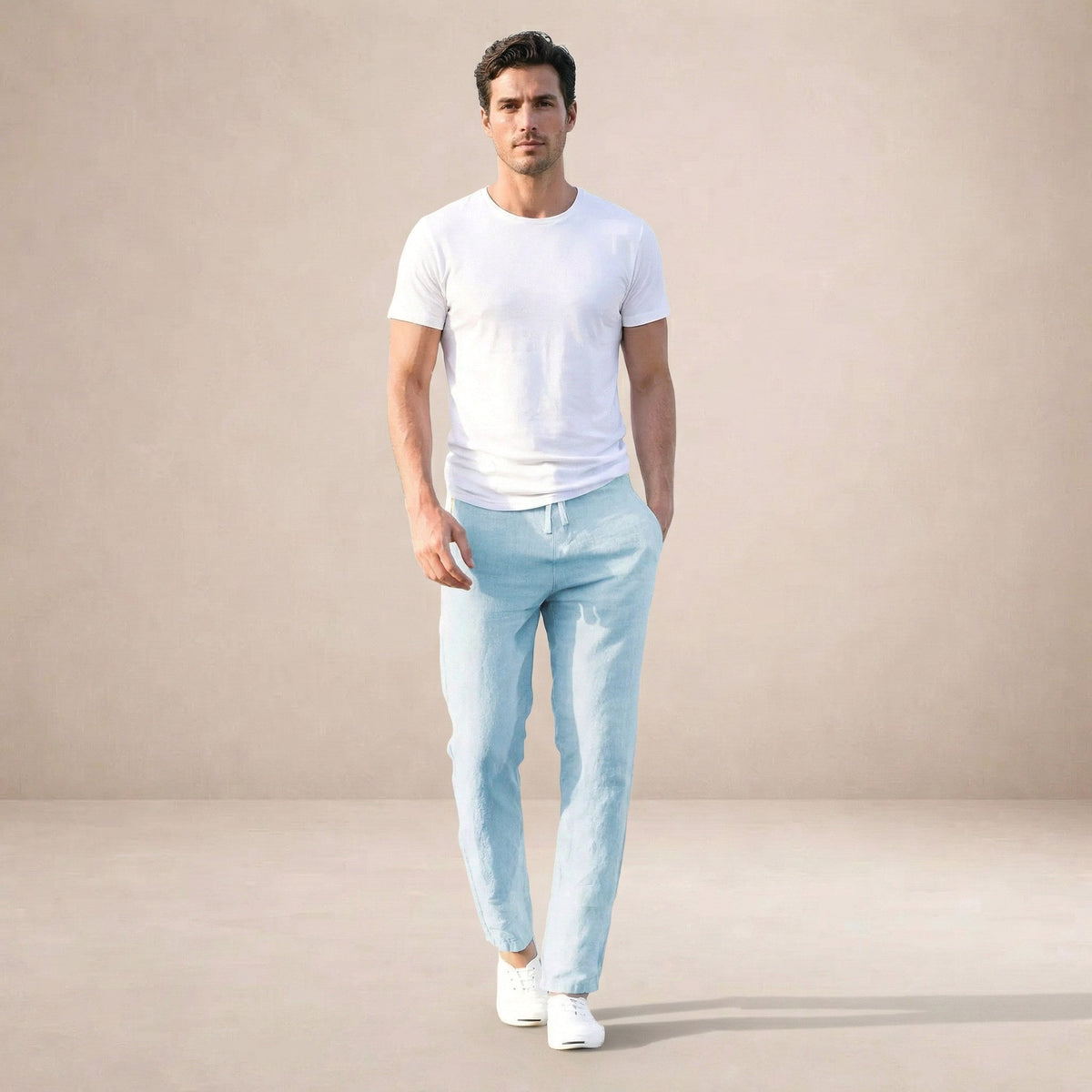 Luca | Men's Tapered Linen Trousers, Casual Everyday Trousers | Animated Apparel