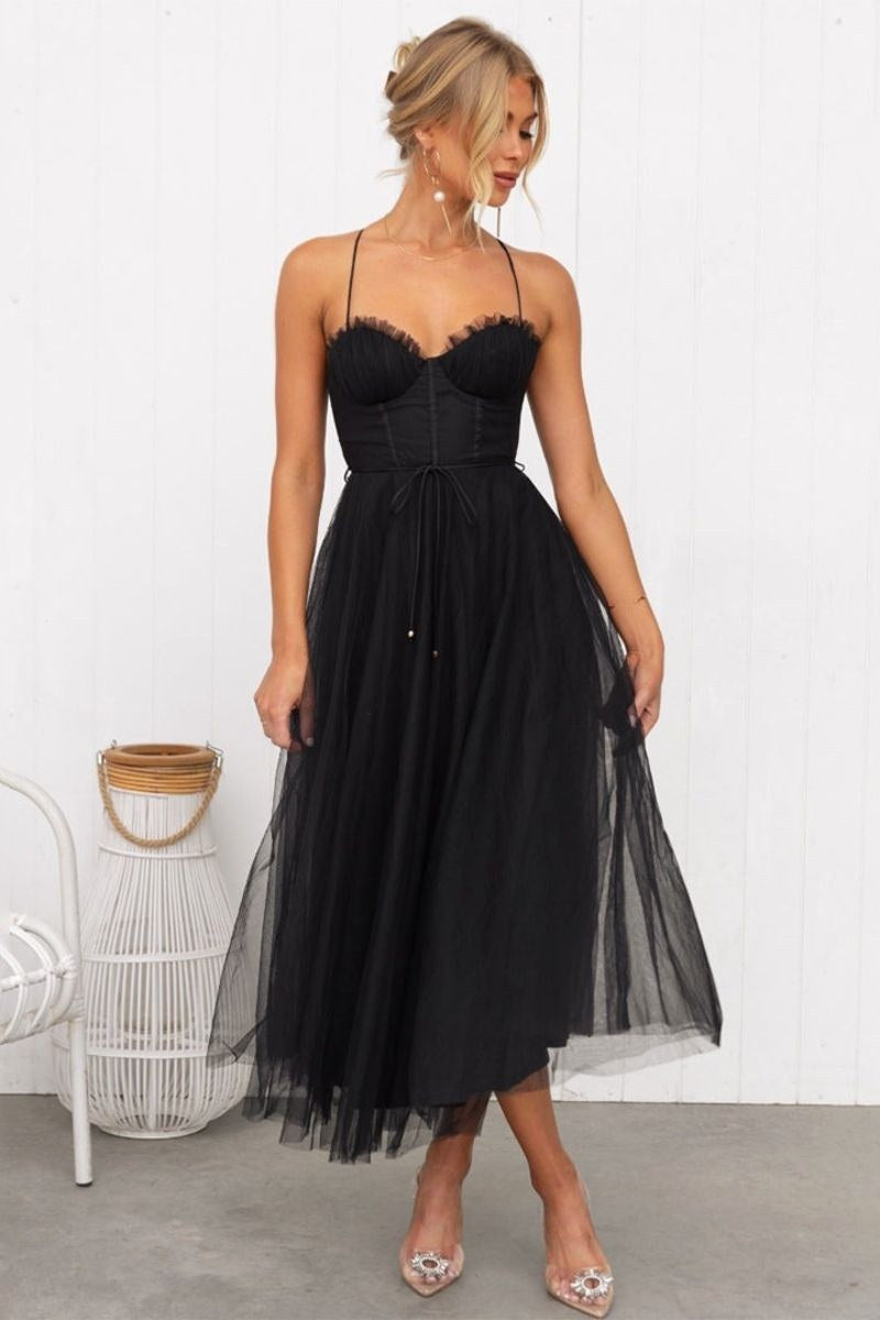Cambria | Women's Tulle Midi Dress - Dusty Pink