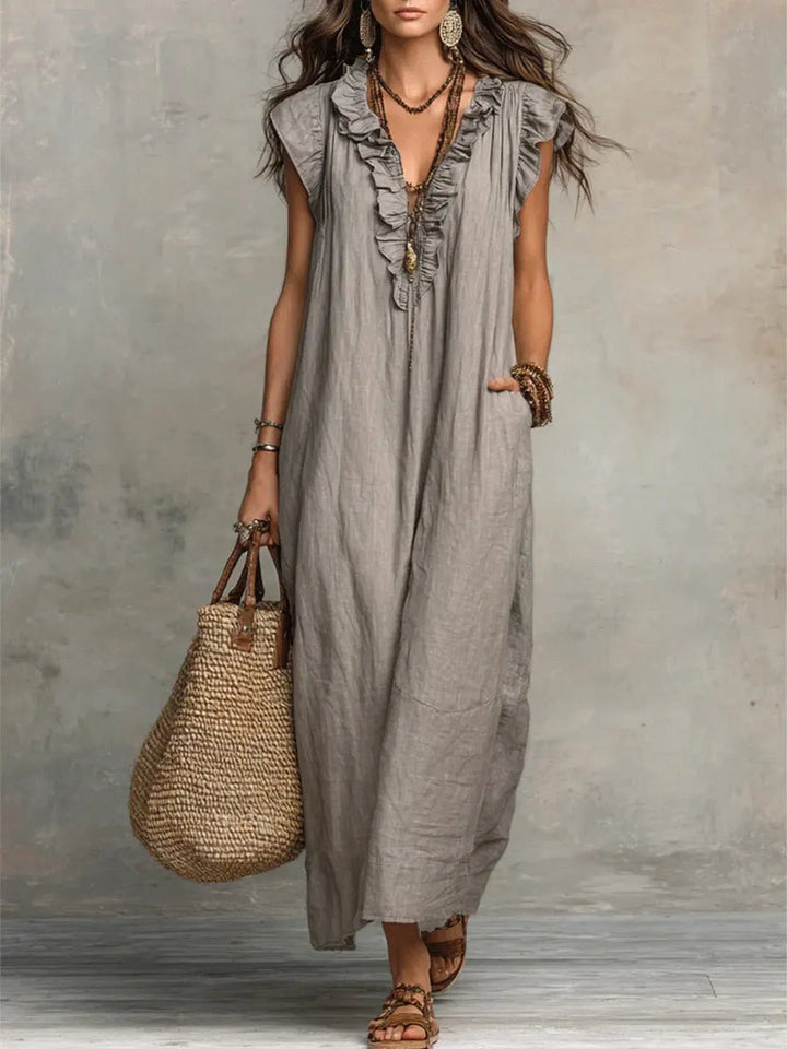 Camelia | Women's Boho Linen Cotton Maxi Dress - image 1