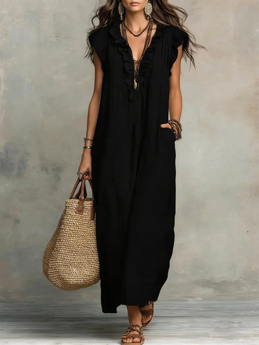 Camelia | Women's Boho Linen Cotton Maxi Dress - image 6