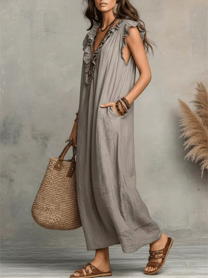 Camelia | Women's Boho Linen Cotton Maxi Dress - image 7