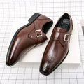 Cameron | Men's Dress Shoes with Single Strap Buckle, Formal Strap Loafers | Animated Apparel | Brown