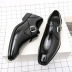 Cameron | Men's Dress Shoes with Single Strap Buckle, Formal Strap Loafers | Animated Apparel | Black