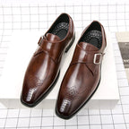 Cameron | Men's Dress Shoes with Single Strap Buckle, Formal Strap Loafers | Animated Apparel